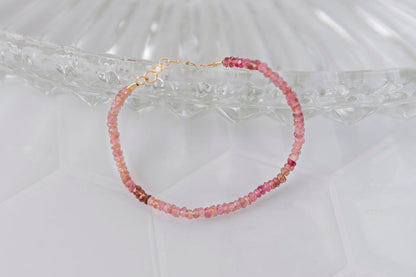 Garnet Bead Bracelet 14k Gold Fill Adjustable