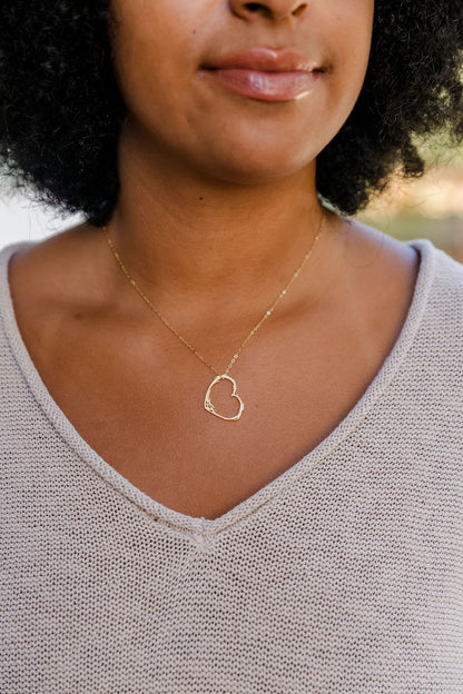 Open Heart Brushed 14k Gold Fill Pendant Necklace