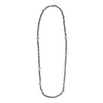 Crystal Square 14k Gold Fill and Oxidized Silver Long Necklace