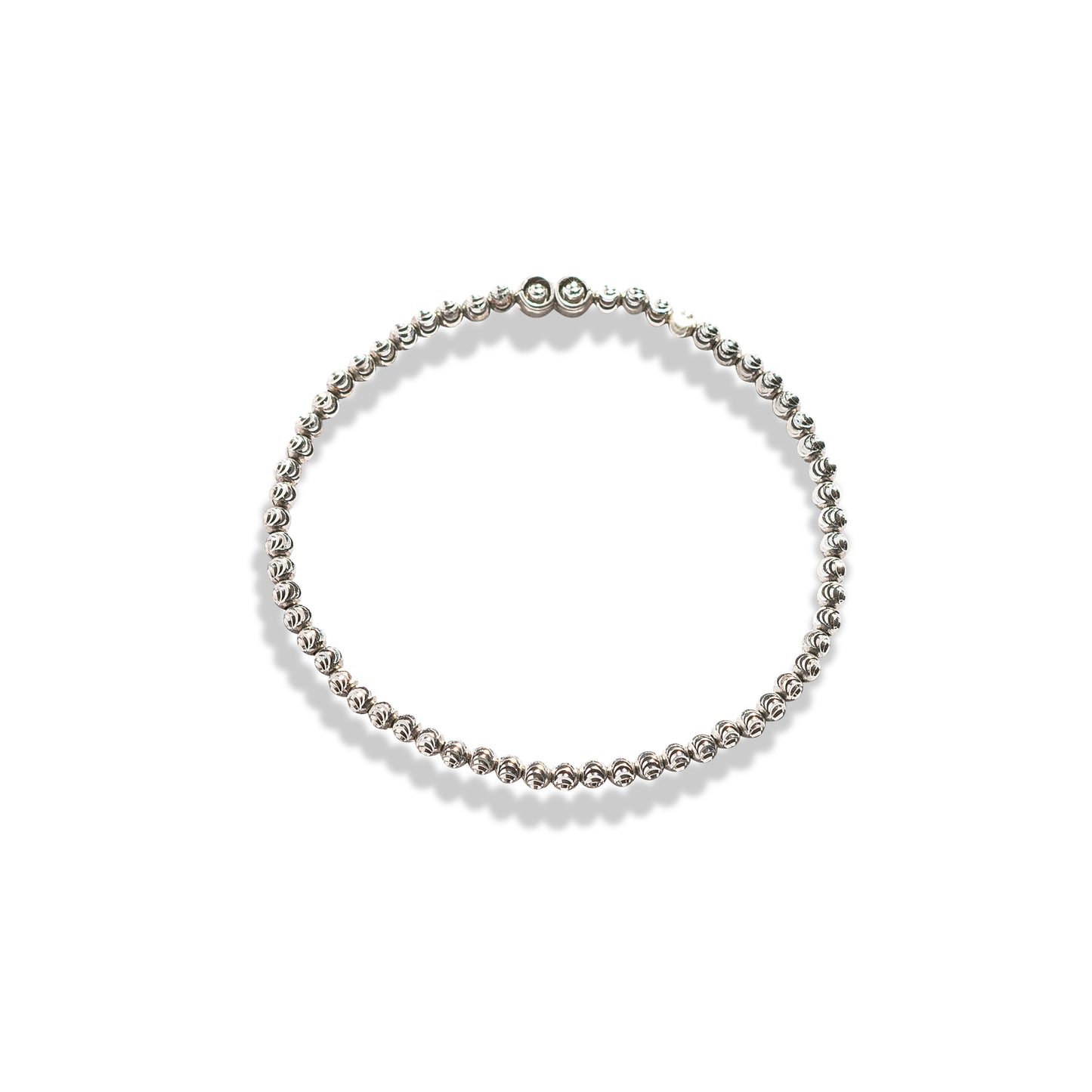 Crystal Cut and Small Crystal Beads Bracelet Sterling Silver