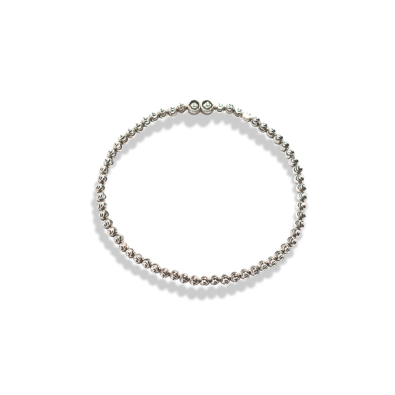 Crystal Cut and Small Crystal Beads Bracelet Sterling Silver