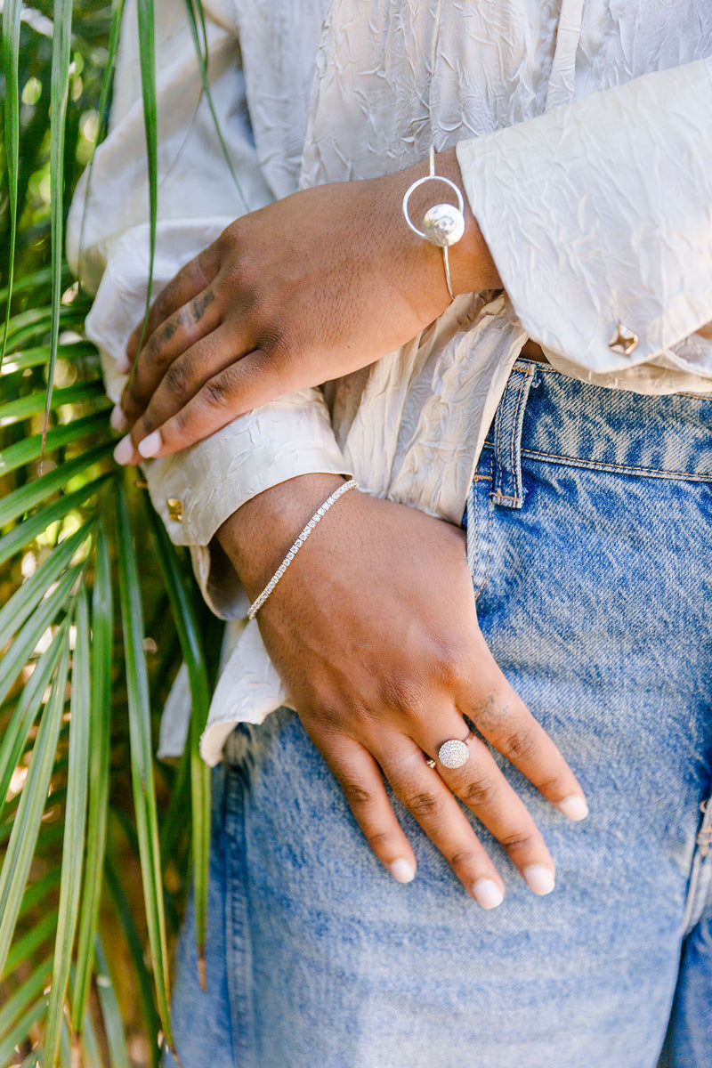 Crystal & Rose Gold Fill Adjustable Ring