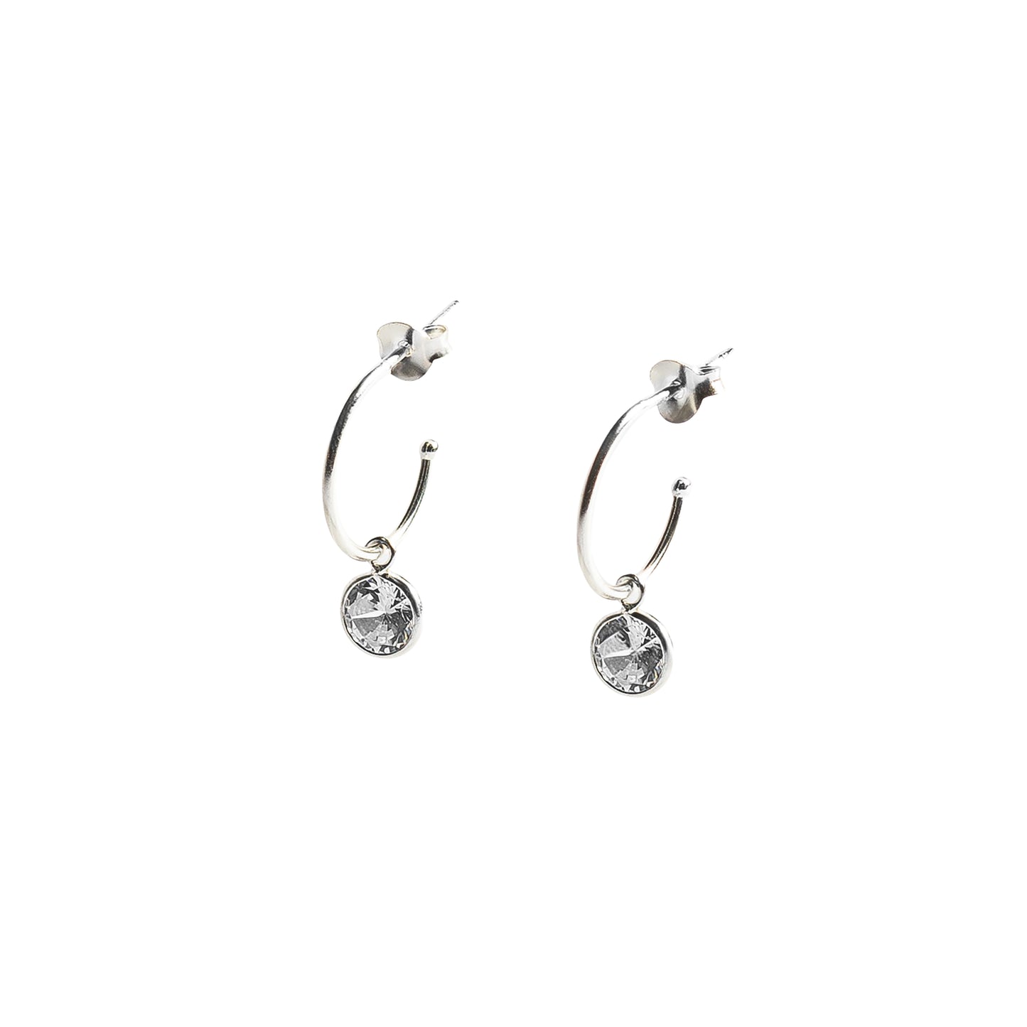 Crystal Dangle Stud Half Hoop Post Earrings