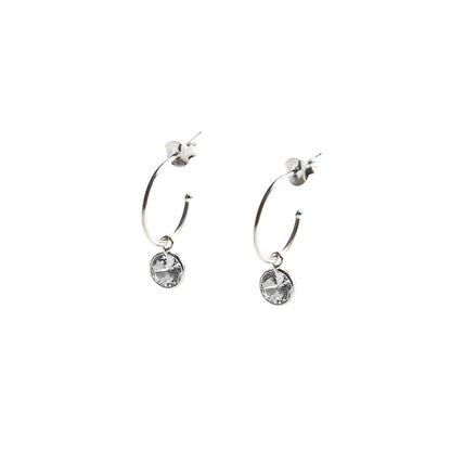 Crystal Dangle Stud Half Hoop Post Earrings