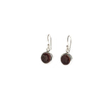 Garnet Round Earrings in Sterling Silver