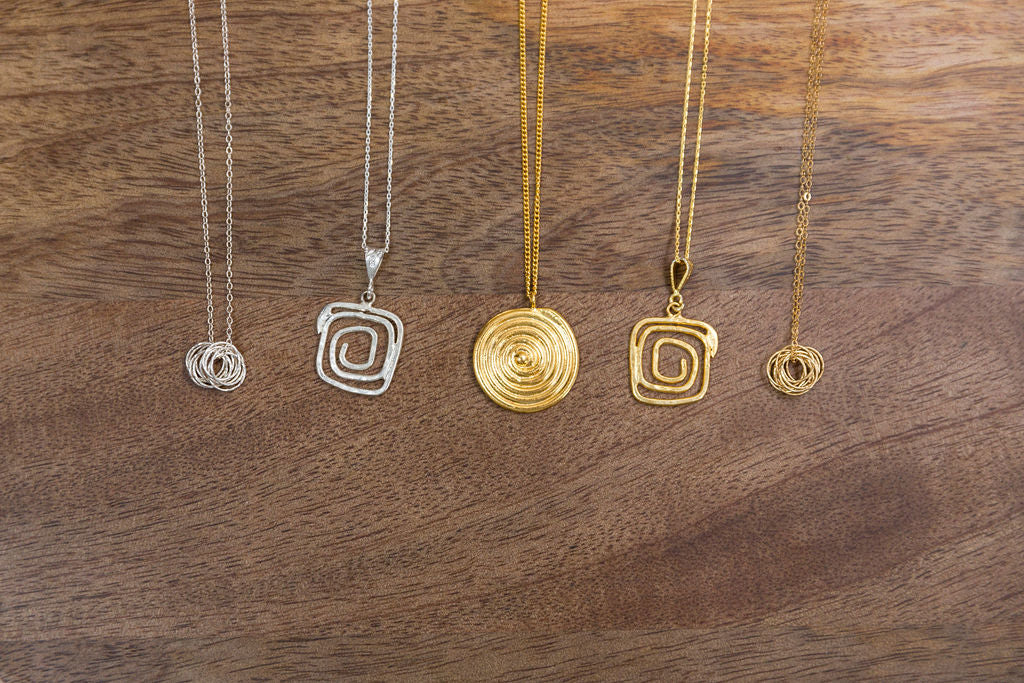 Square Swirl Silver Pendant Necklace
