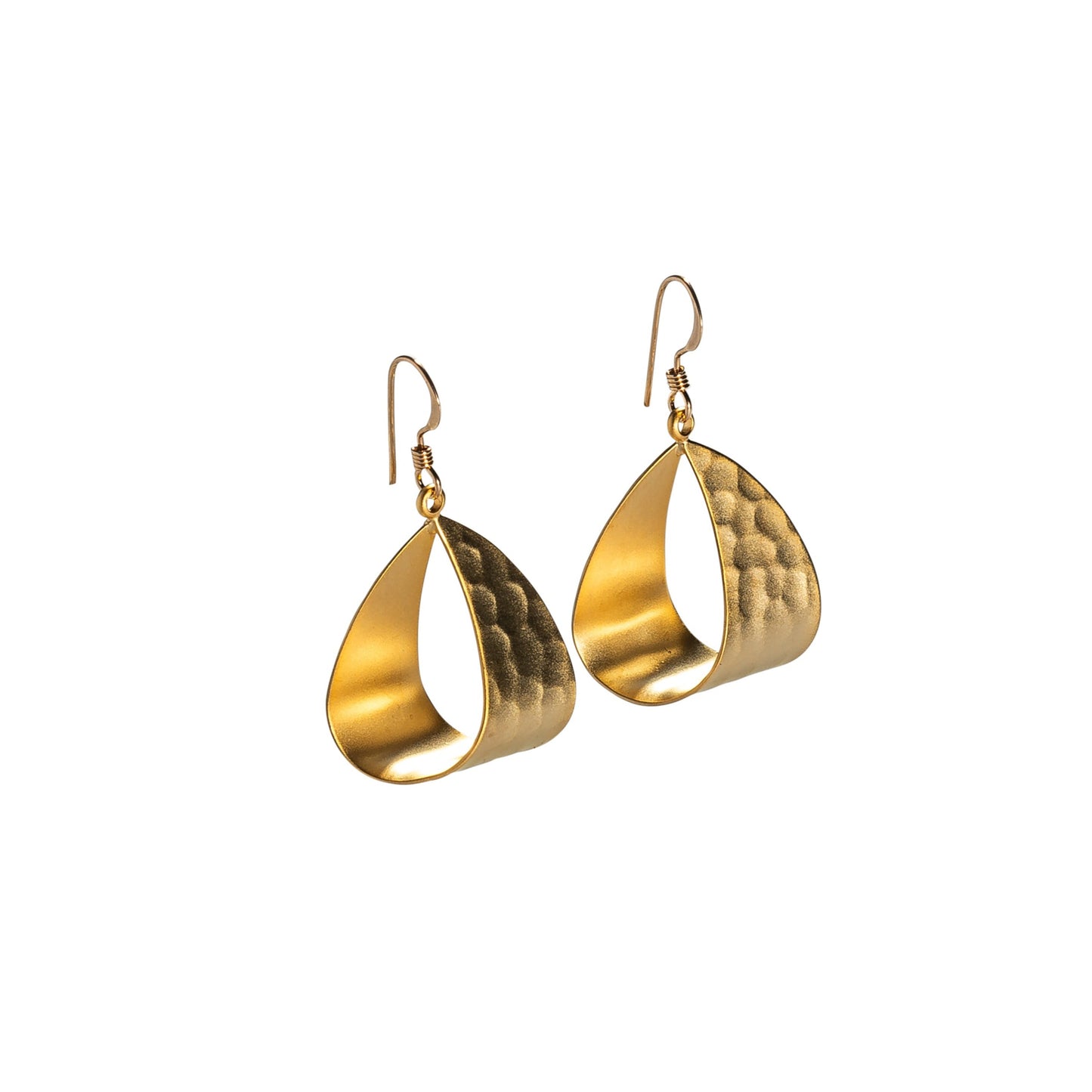 Gold Fill Ribbon Hammer Dangle Earrings