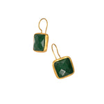 Green Jade:Quartz Dangle Earrings