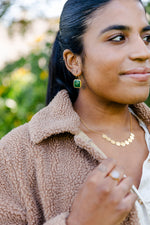 Green Jade:Quartz Dangle Earrings