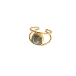 Labradorite Square Adjustable Ring