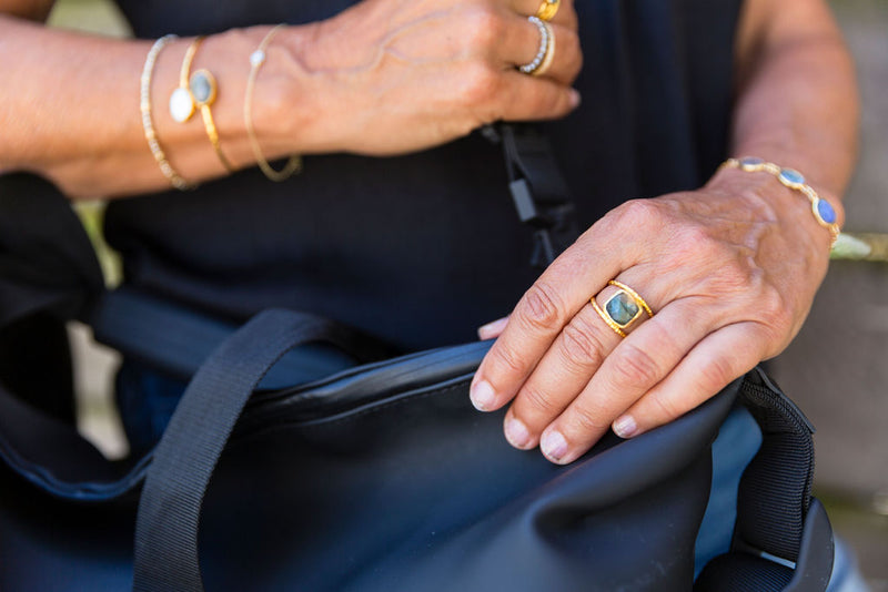 Labradorite Square Adjustable Ring