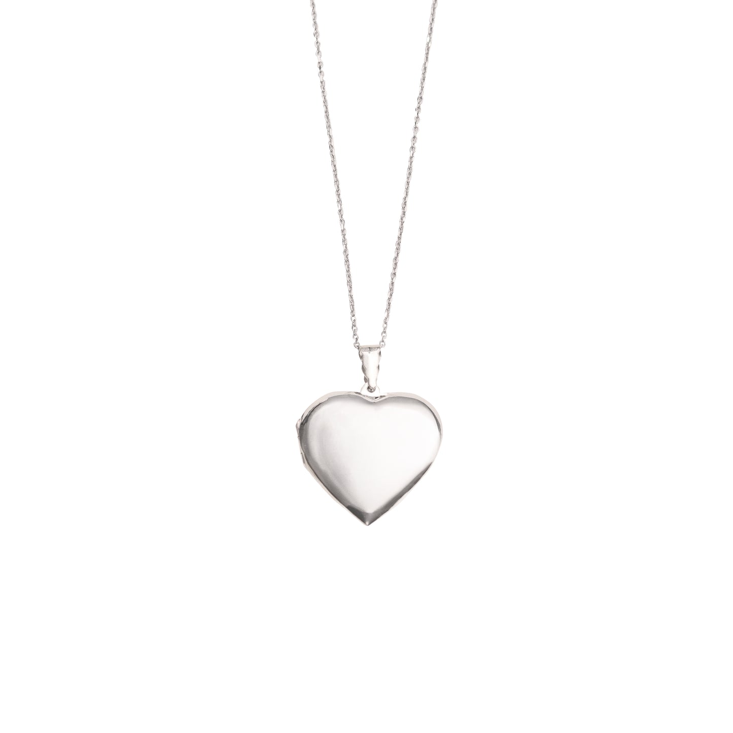 Large Heart Sterling Silver Locket and Chain Necklace