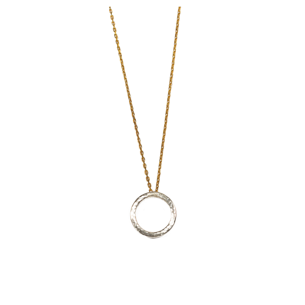 Mixed Metal Silver Circle & 24k Gold Fill Chain