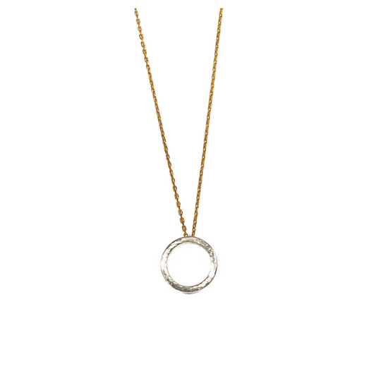 Mixed Metal Silver Circle & 24k Gold Fill Chain