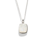 Moonstone Rectangle Pendant Silver Necklace