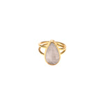 Moonstone Teardrop and 24k Gold Fill Adjustable Ring