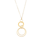 Multi Interlocking Circle Dangle Matte 14k gold fill Necklace