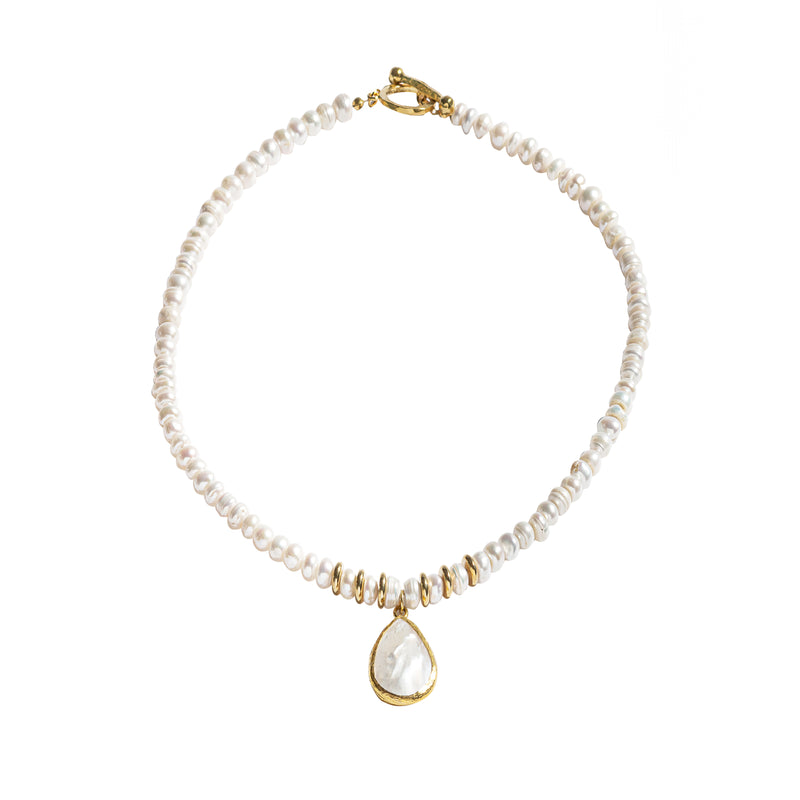 Pearl Teardrop & Gold Fill Necklace