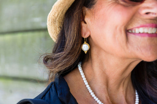 Pearl Drop 24k Gold Fill Earrings