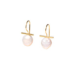 Pearl and 24k Gold Fill T Bar Dangle Earrings