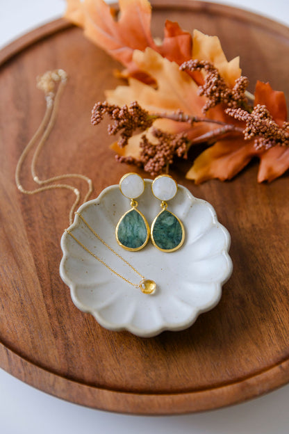 Pearl and Labradorite 24k Gold Fill Stud Earrings