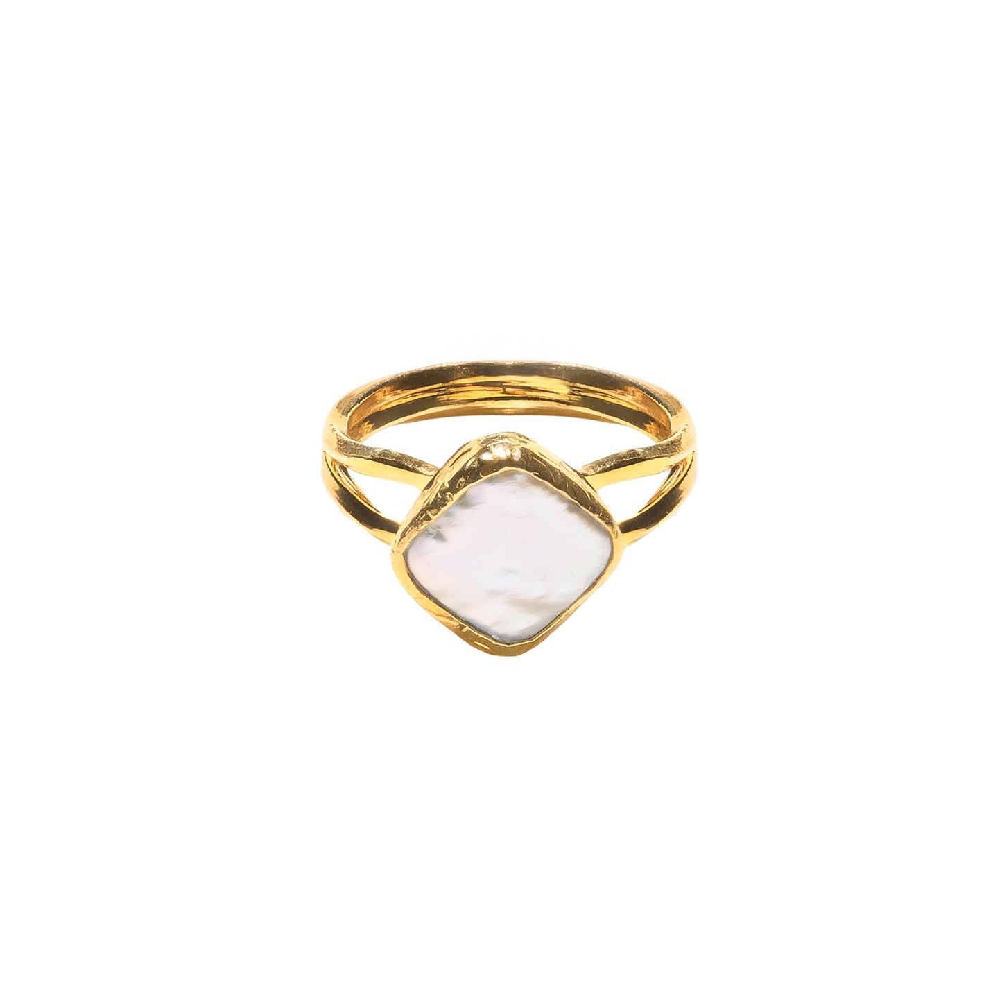 Pearl in 24k Gold Fill Diamond Shape Adjustable Ring