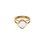 Pearl in 24k Gold Fill Diamond Shape Adjustable Ring