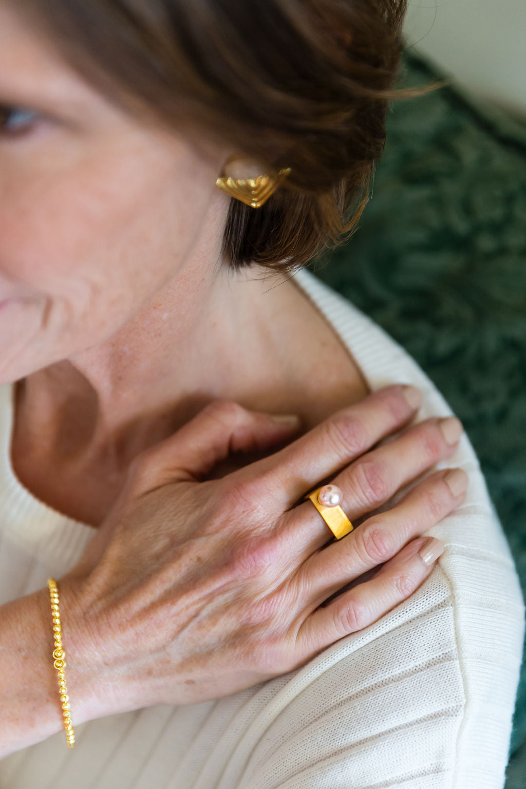 Crystal Cut and Small Crystal Beads Bracelet 14k Gold Fill