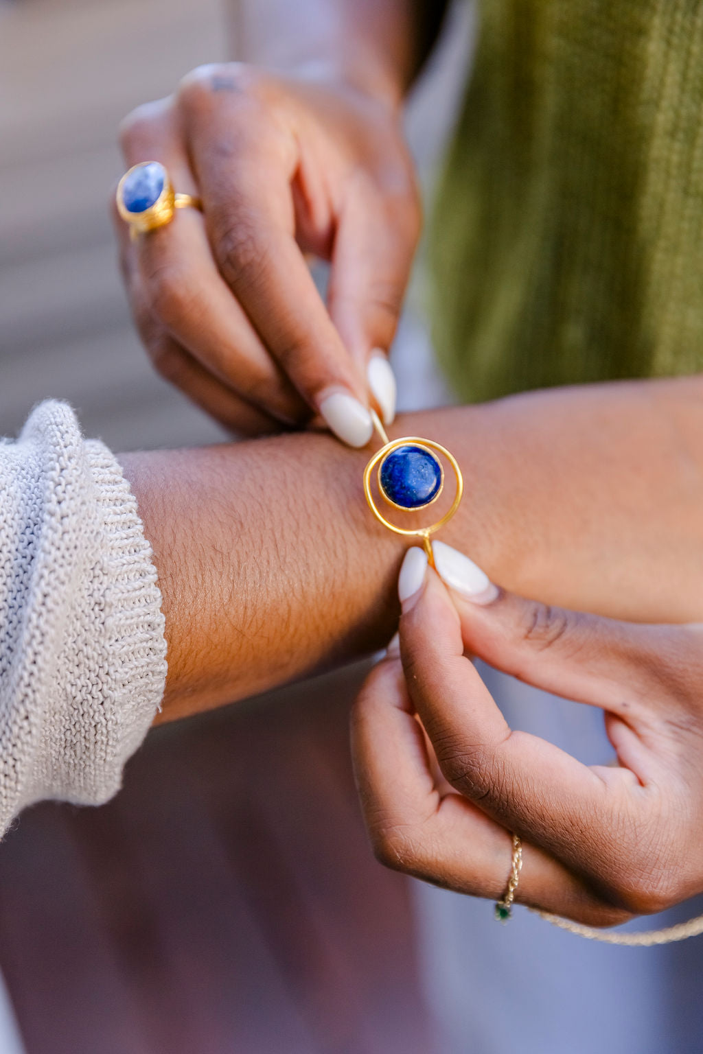 Lapis Oval 24k Gold Fill Adjustable Ring