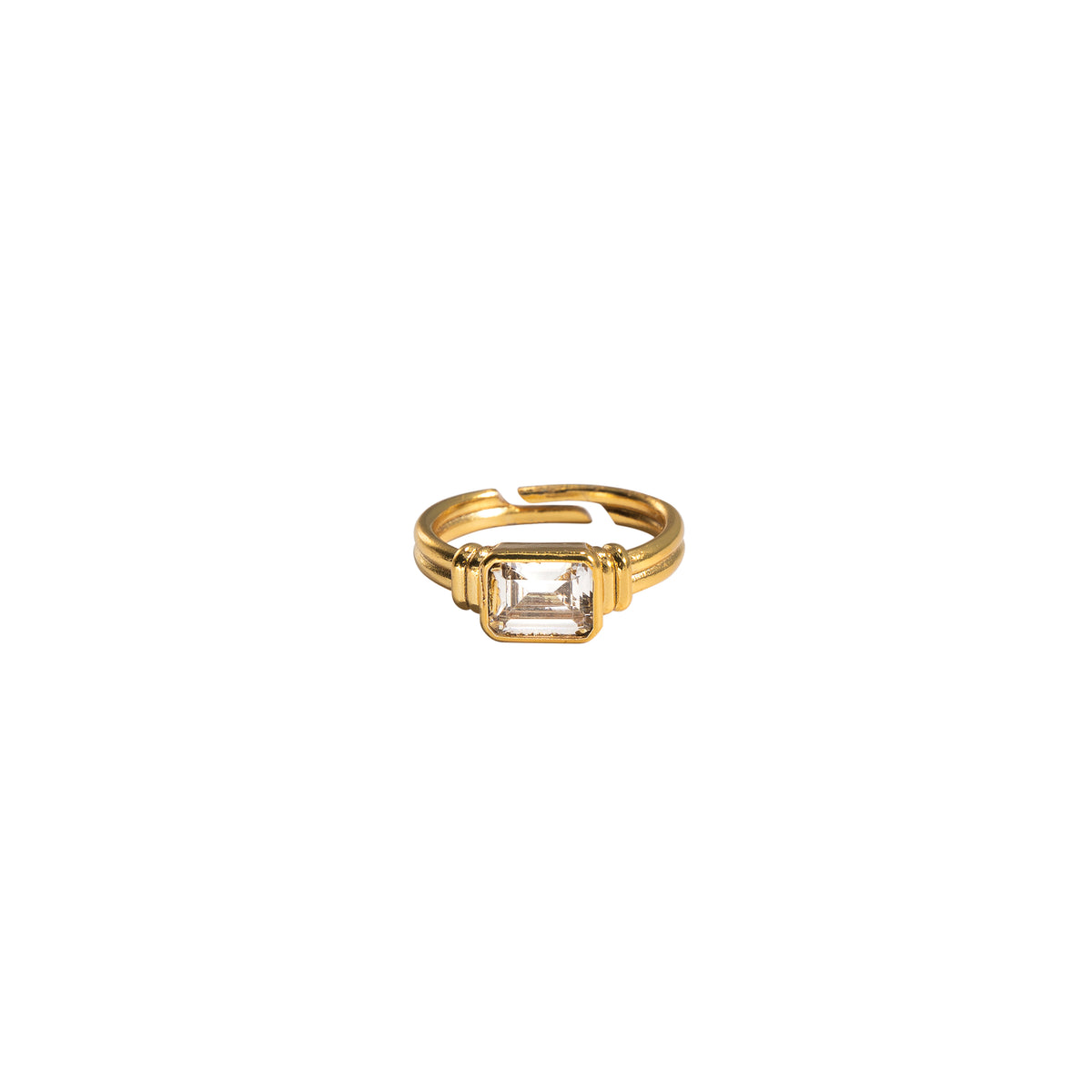 rectangular crystal adjustable women's ring 