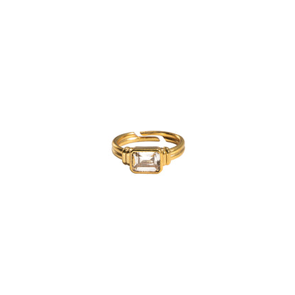 rectangular crystal adjustable women's ring 