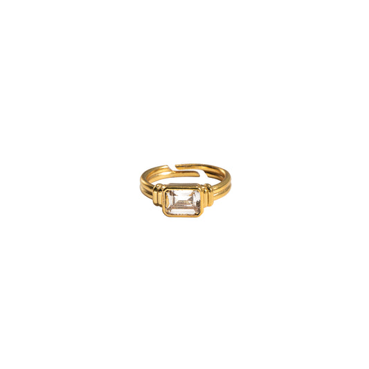 rectangular crystal adjustable women's ring 