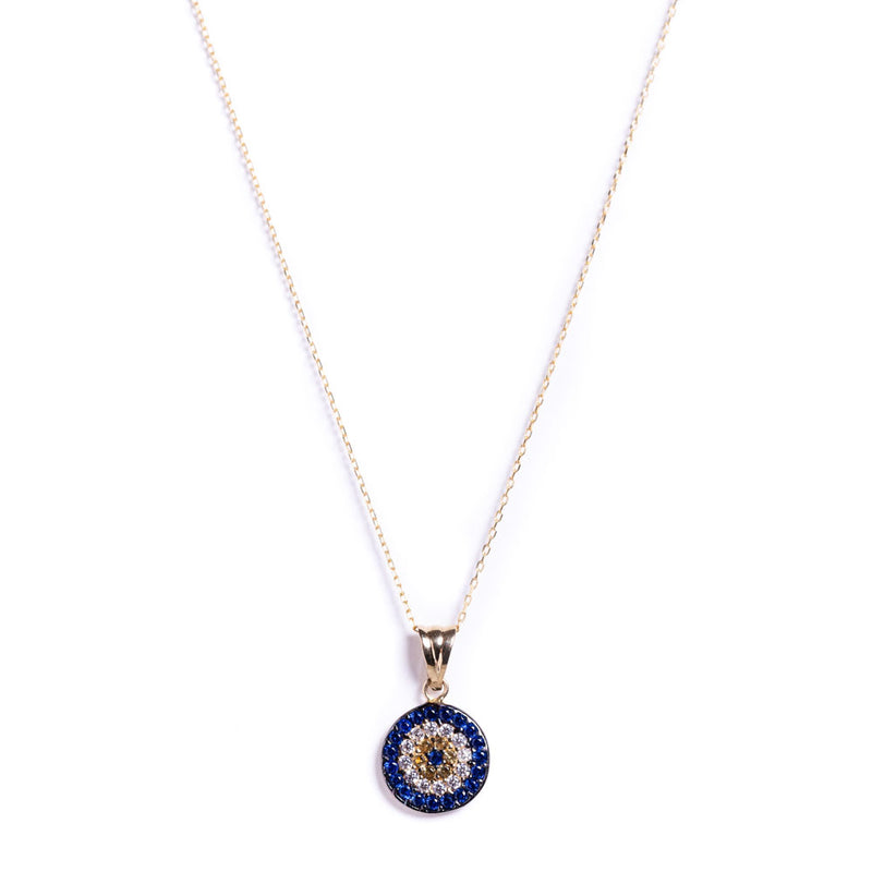 Evil Eye Sapphire Necklace - available in white or yellow 14k gold