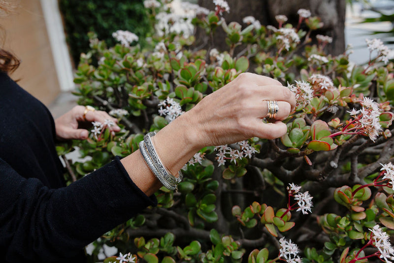 Silver Snake Inlay Bangle Bracelet