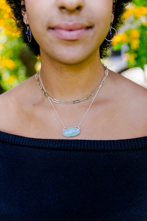 Silver Link Chain Necklace 17"