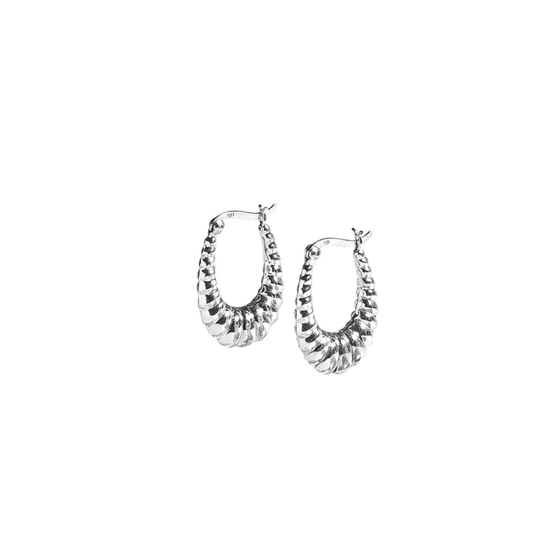 Silver Oval Medium Hoop Earrings