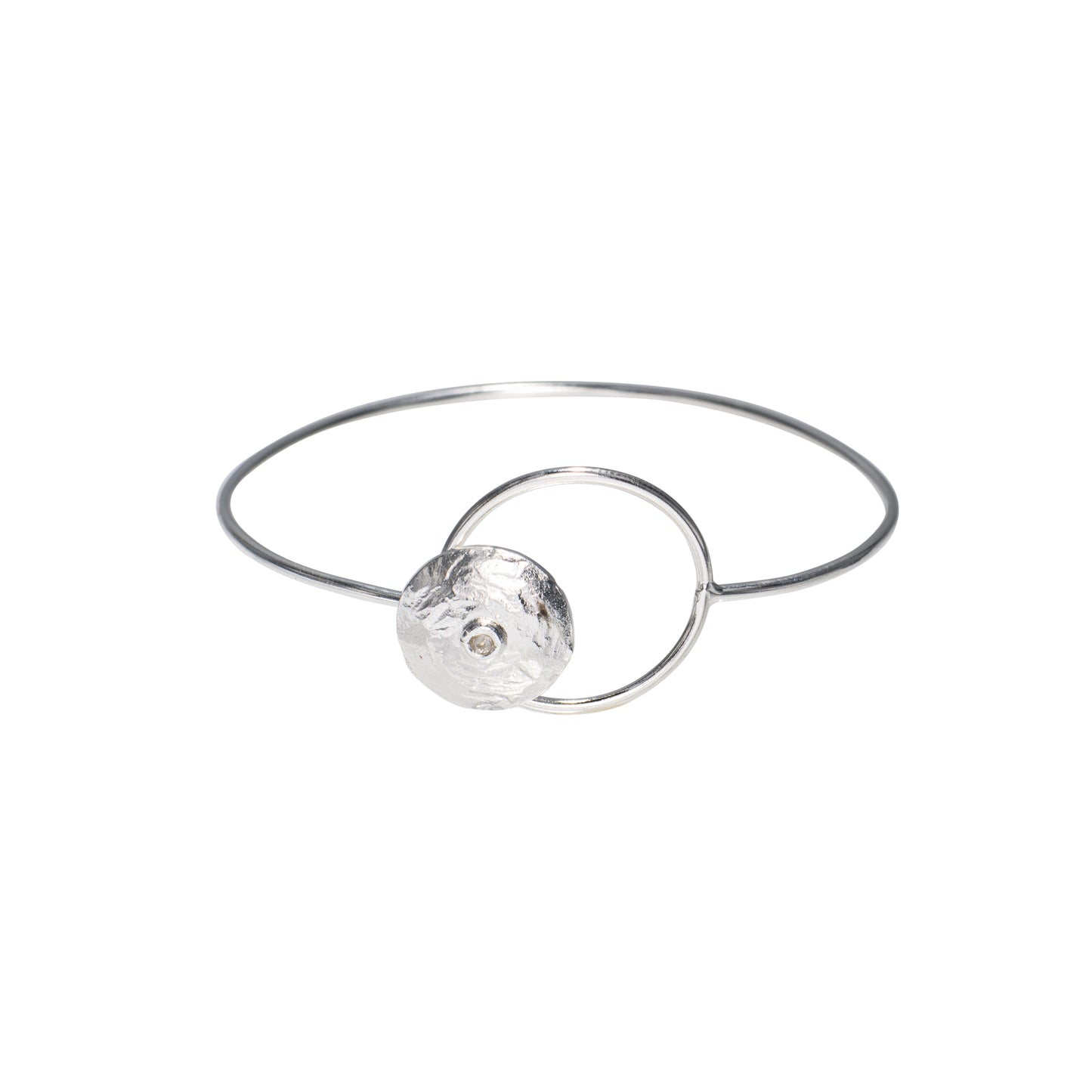 Small Crystal Circle Sterling Silver Hook & Eye Bracelet