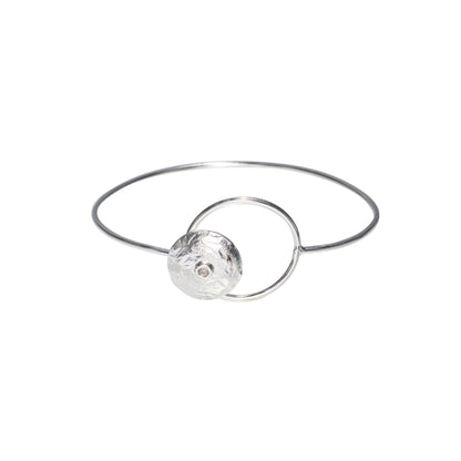 Small Crystal Circle Sterling Silver Hook & Eye Bracelet