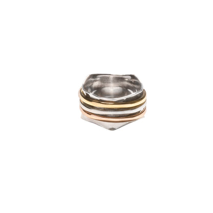 Stress Relief Ring Sterling and Gold, Silver and Rose Fill Ring