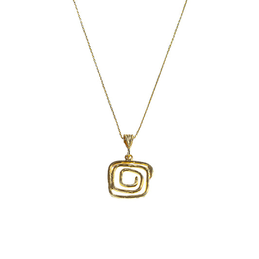 Square Swirl Gold Fill Pendant Necklace