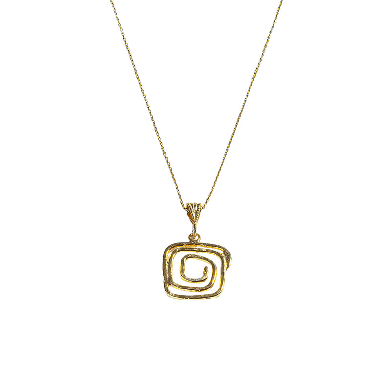 Square Swirl Gold Fill Pendant Necklace