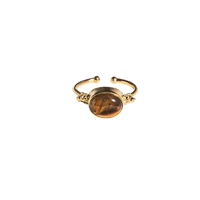 Tigers Eye Small Stone Ring Adjustable