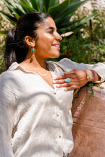 Turquoise and 24k Gold Fill Circle Dangle Earring