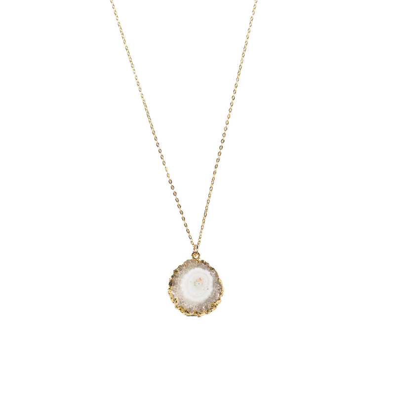 White Agate Slice & 14k Gold Fill Chain Necklace
