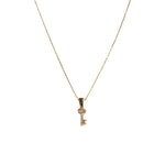 White Sapphire and 14k Gold Key of life Necklace