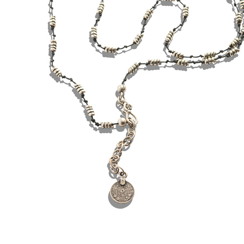 Zinc/Silver Circular Bead Adjustable Necklace