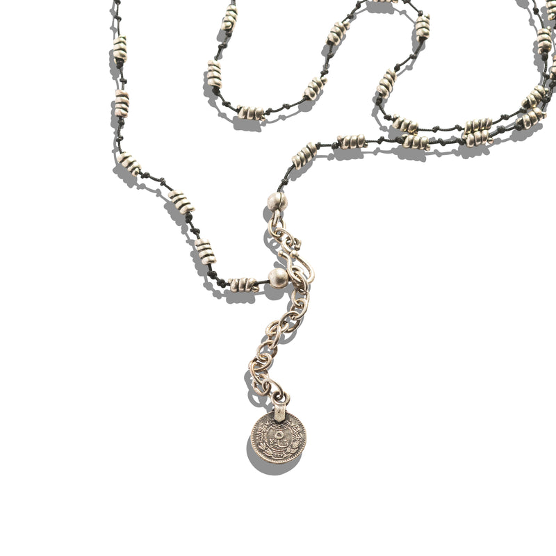 Zinc/Silver Circular Bead Adjustable Necklace