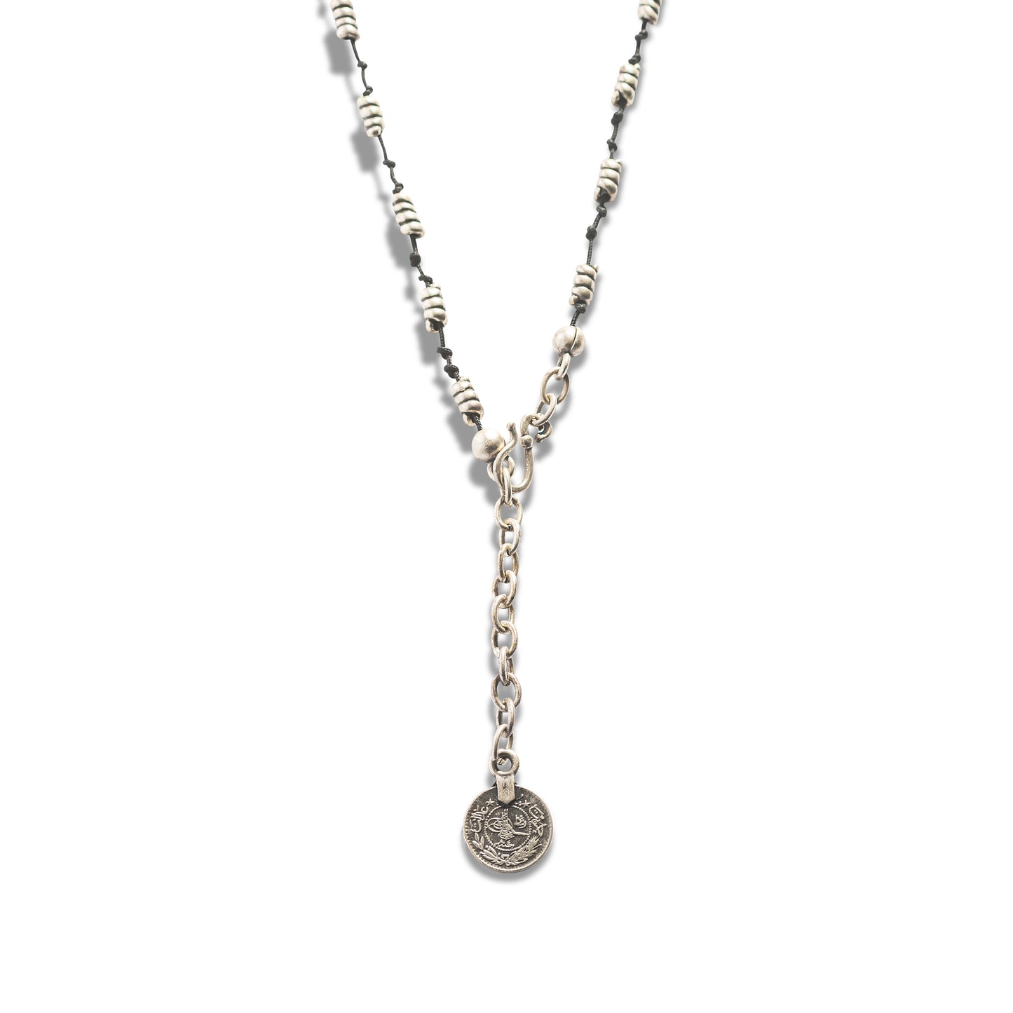 Zinc/Silver Circular Bead Adjustable Necklace
