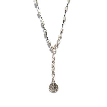 Zinc/Silver Circular Bead Adjustable Necklace