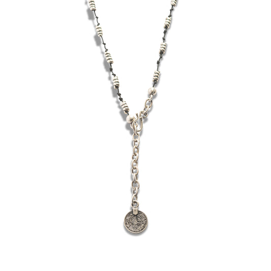 Zinc/Silver Circular Bead Adjustable Necklace
